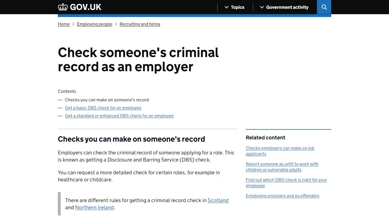 Check someone's criminal record as an employer - GOV.UK