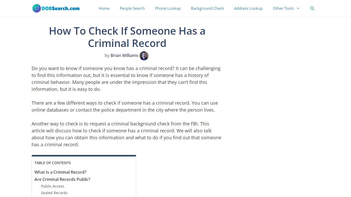 How To Check If Someone Has a Criminal Record - DOBSearch.com